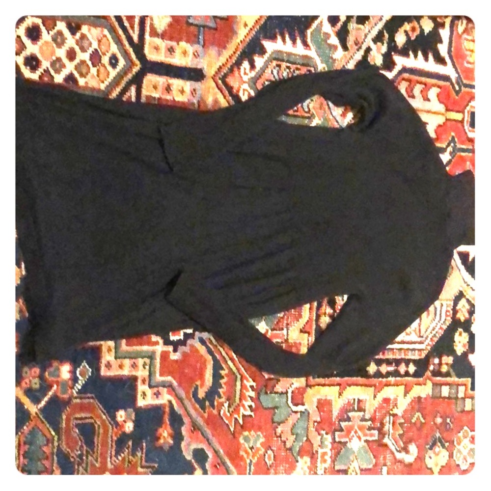 Long Black cashmere sweater mock t neck